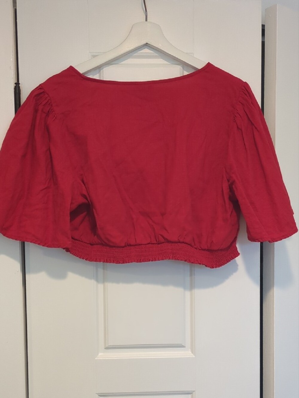 SHIRT ONLY - a new day Linen Red Two-Piece Jumpsuit with Tie Front - Picture 5 of 7